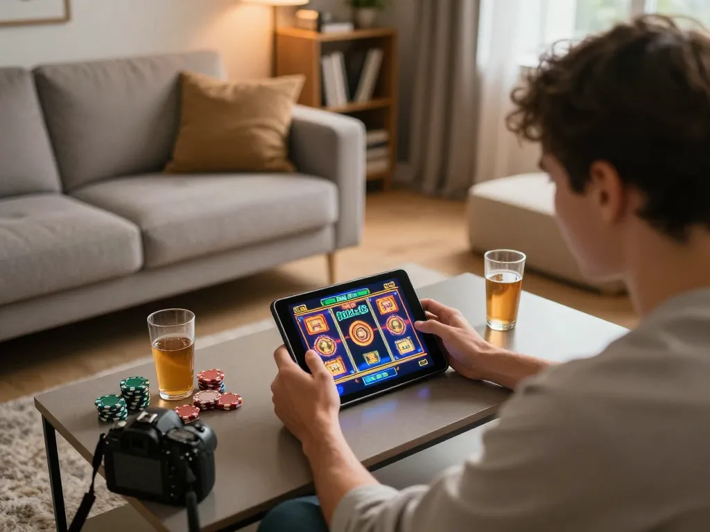 Pemain yang terlibat menikmati permainan slot ondel4d di pengaturan tablet yang nyaman