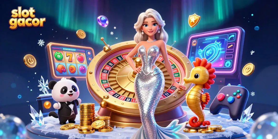 Experience slot gacor excitement with vibrant 3D illustration showcasing elite gaming elements and a stunning scene.