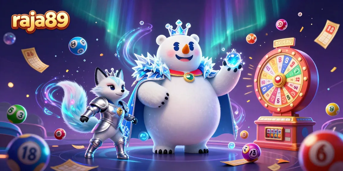 Join the excitement of raja89 with a colorful illustration of lottery games and dynamic casino elements.