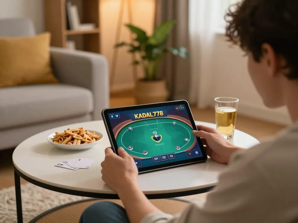 KADAL778 player immersing in an online poker game from a comfort of home