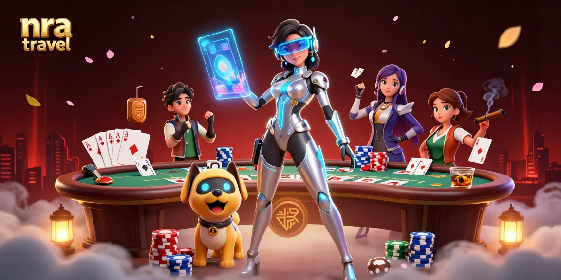 Experience thrilling adventures in nra travel's vibrant casino scene with dynamic characters and glowing visuals.