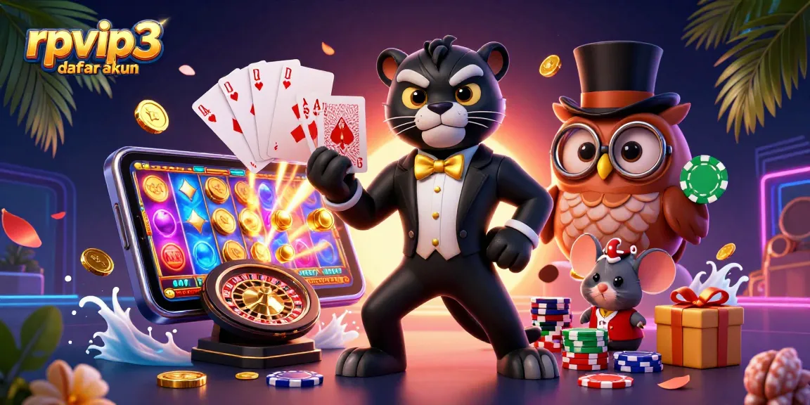 Experience the thrill with rpvip3 daftar akun as a stylish panther and friends showcase exciting casino games.