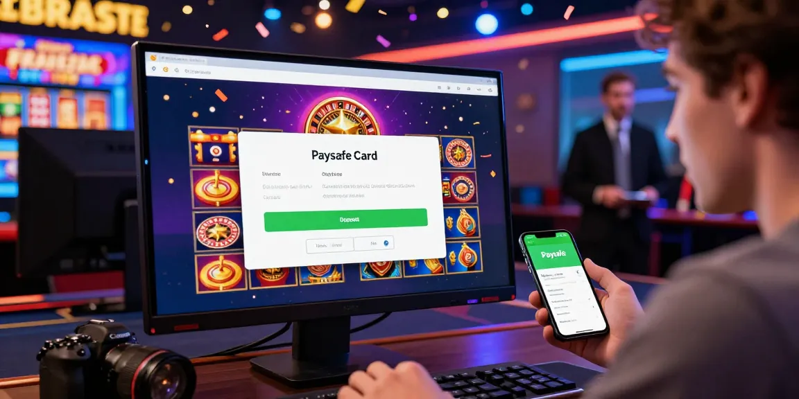 Spieler genießt ein lebhaftes Paysafe Card Casino-Erlebnis mit bunten Spielen und angebotenen Boni.