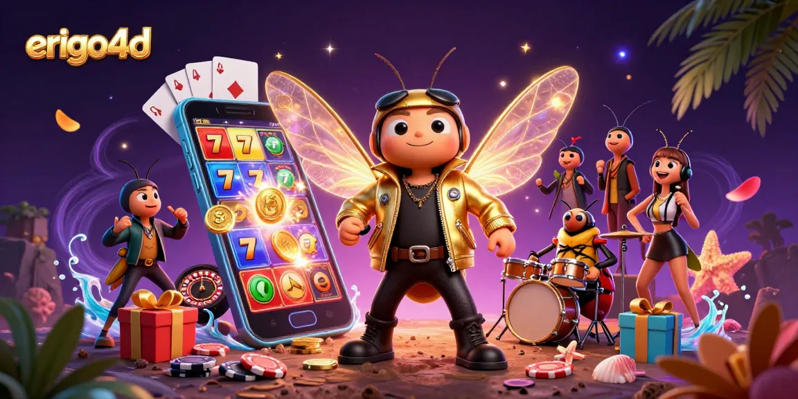 Experience thrilling gameplay with erigo4d's vibrant slot games, caught in a lively 3D illustration.