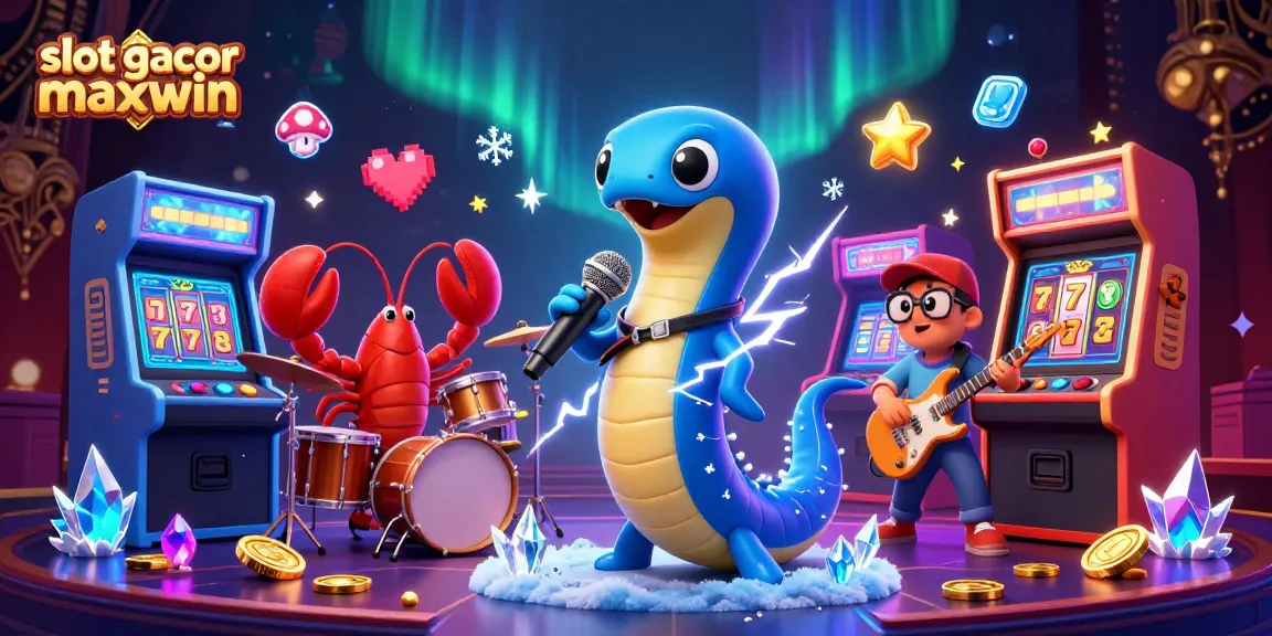 Menangkan permainan slot gacor maxwin dengan ilustrasi 3D cerah penuh elemen kasino dan permainan.