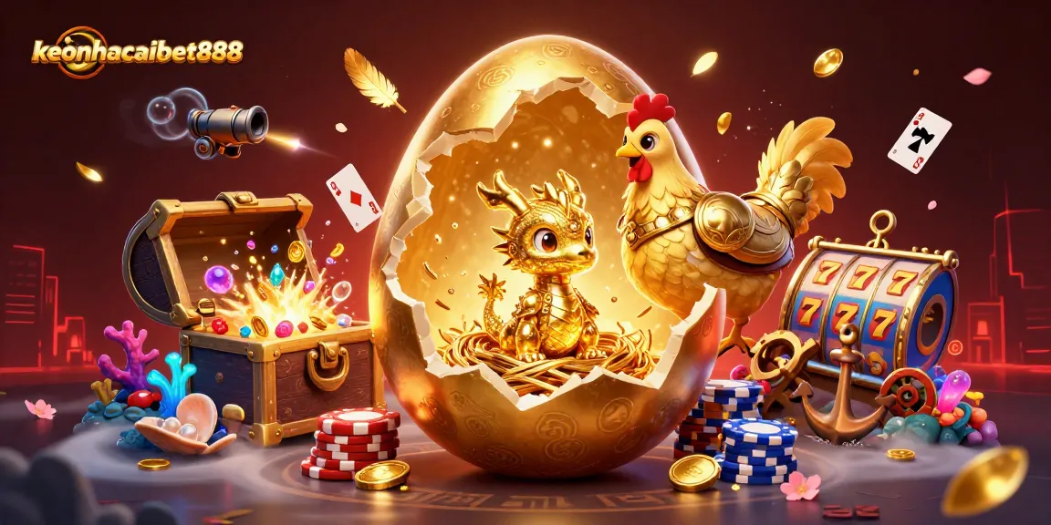 Engage with keonhacaibet888's thrilling 3D casino adventure featuring golden treasures and dynamic gaming elements.