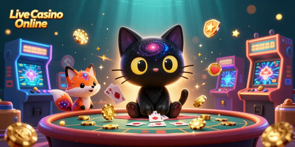 Engage in Live Casino Online action with a cosmic theme featuring characters and gaming elements.