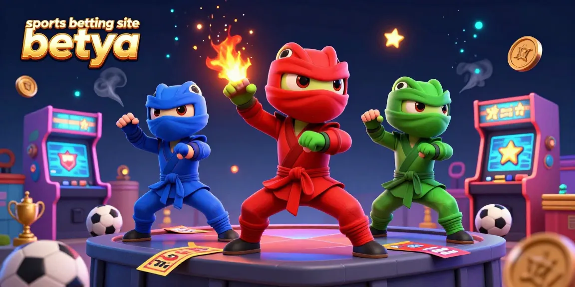 Engage with sports betting site betya featuring chameleons in action poses amid vibrant game elements.