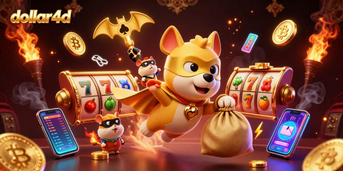 Experience thrilling gameplay with dollar4d's animated characters and vibrant casino elements.