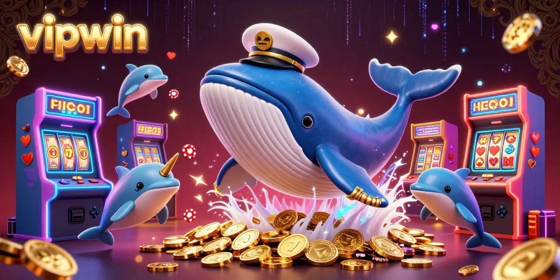 Experience thrilling gameplay at vipwin with a whale breaching through a sea of coins.