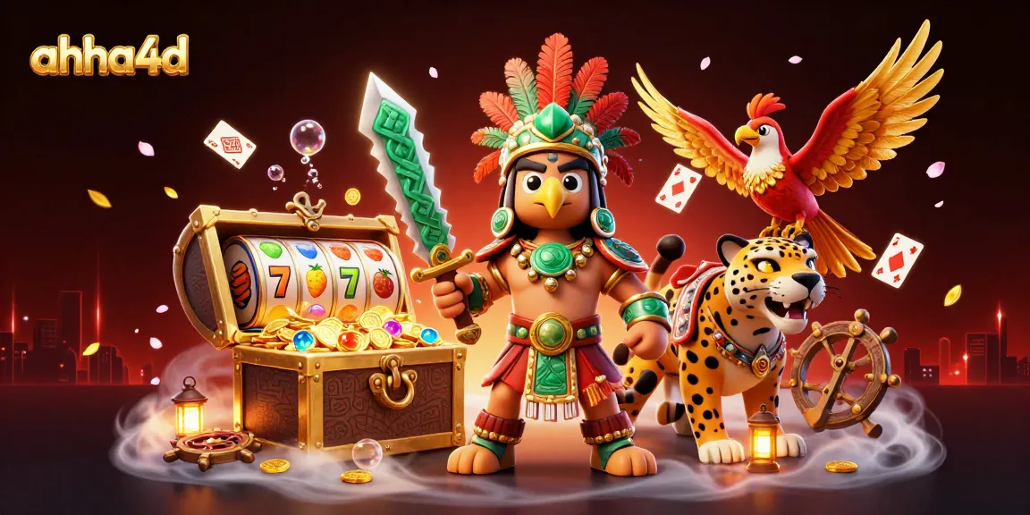 Win big with ahha4d in this action-packed casino scene featuring dynamic slot elements.