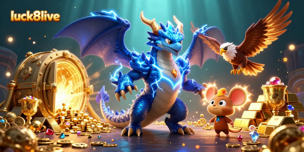 Experience the excitement at luck8live with electrifying characters in a vibrant casino scene.