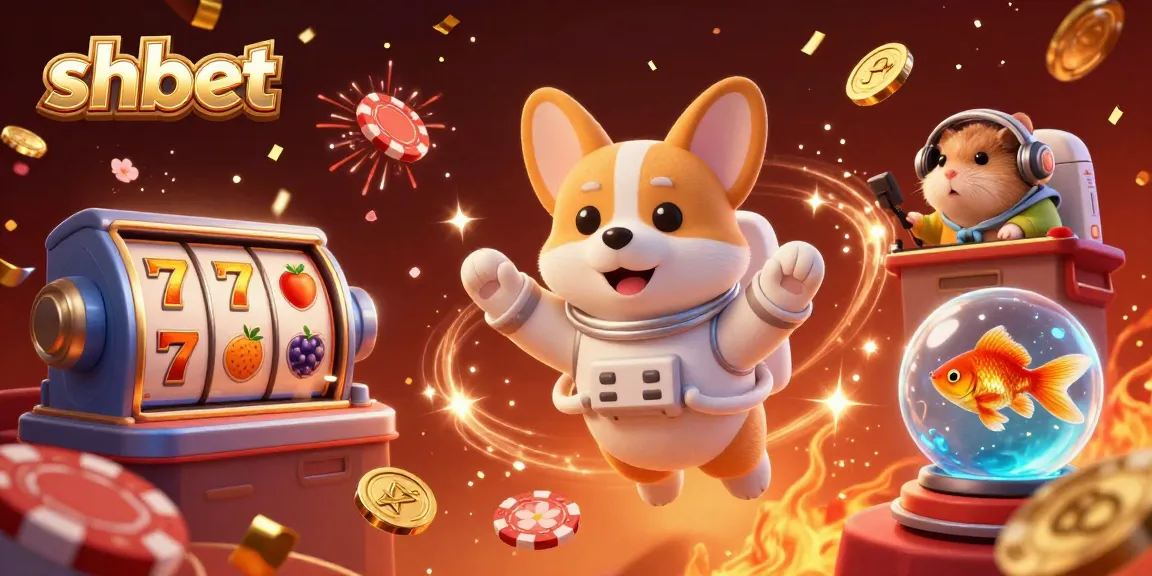 Experience thrilling shbet action with a space-themed casino illustration featuring lively characters and game elements.
