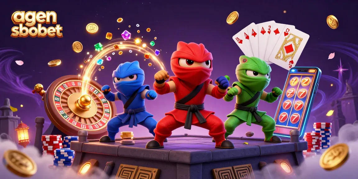 Experience thrilling action with agen sbobet as ninja chameleons showcase martial arts in a 3D casino scene.