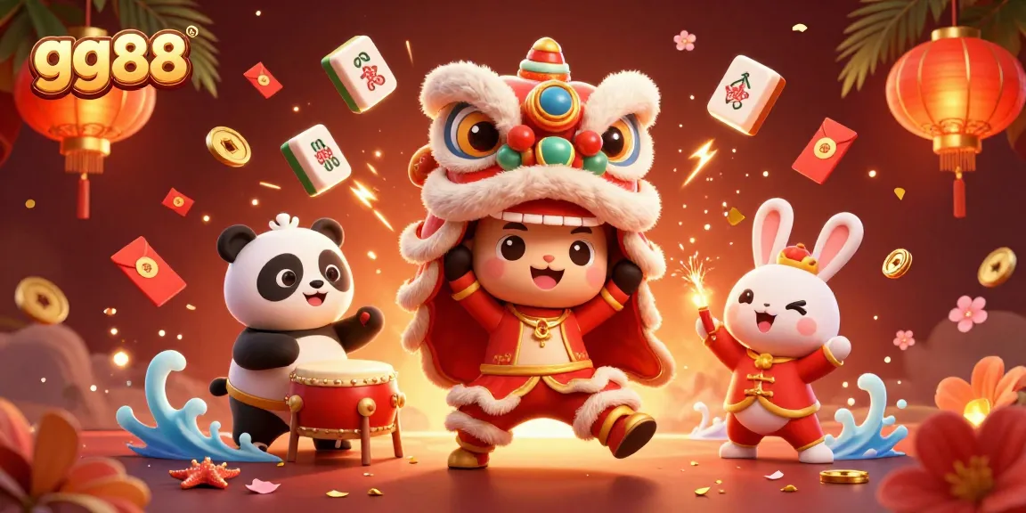 Experience the excitement of gg88 with vibrant casino elements and characters in a festive 3D illustration.