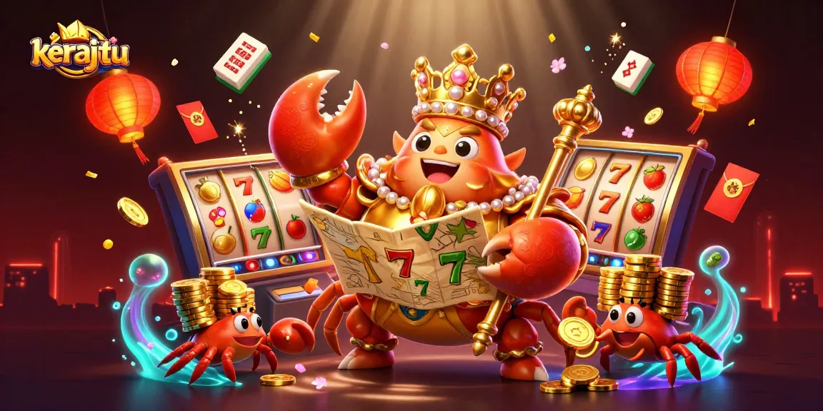 Menggandakan keberuntungan di kerajitu dengan gambar 3D dewa kepiting emas bersama karakter menarik dan simbol kasino.