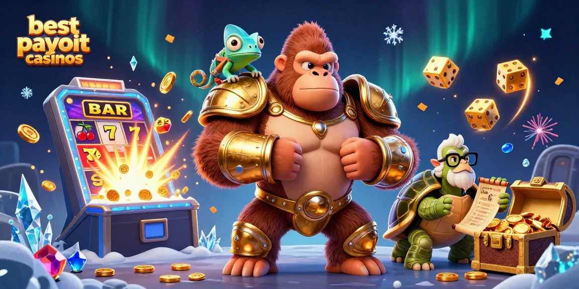 Experience the thrill of the best payout casinos with a powerful gorilla king and golden treasures.