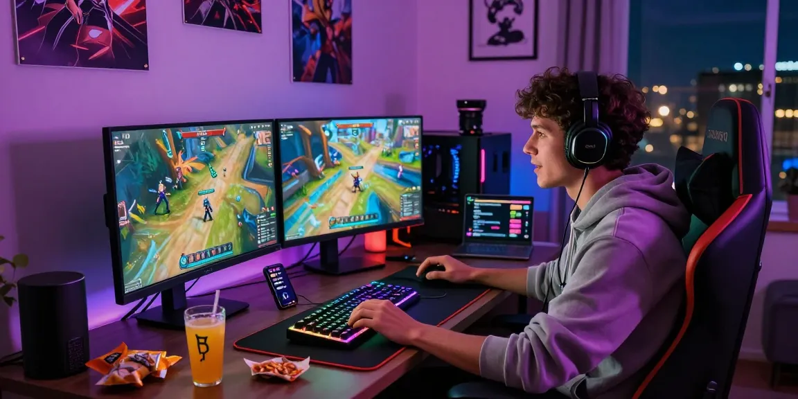 Gamer enjoying CIKA4D online gaming experience with vivid visuals and cozy atmosphere.