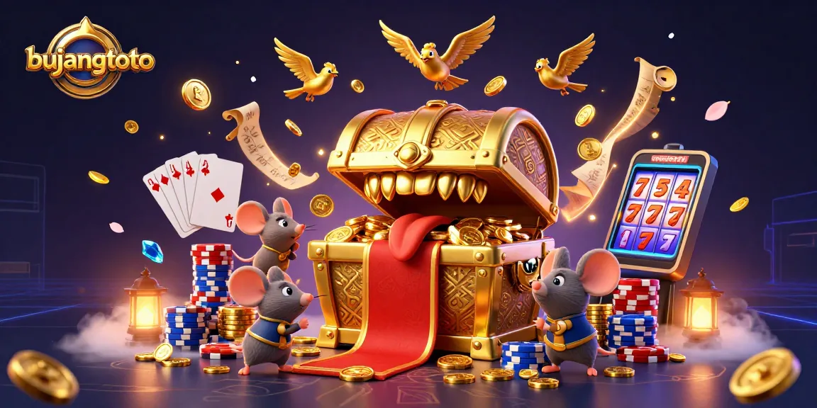 Memenangkan pengalaman bujangtoto dengan slot mesin penuh keberuntungan dan koin emas yang berkilauan.