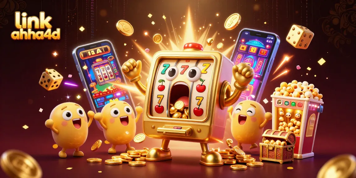 Menangkan jackpot di link ahha4d dengan mesin slot emas lucu dan koin berhamburan.